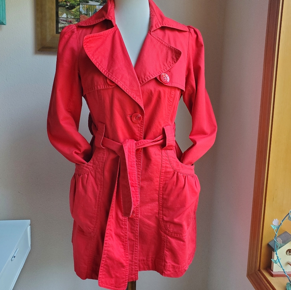 Forever 21 Red Trench Coat Women's Medium